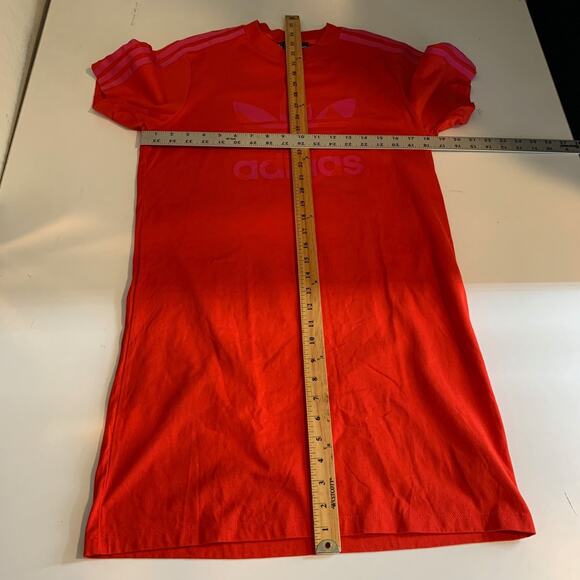 Adidas x Marimekko T Shirt Dress Womens S Small Red Pink Finnish Trefoil Infill - Picture 6 of 11